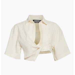 NEW Jacquemus La Chemise Capri Ecru - crop shirt